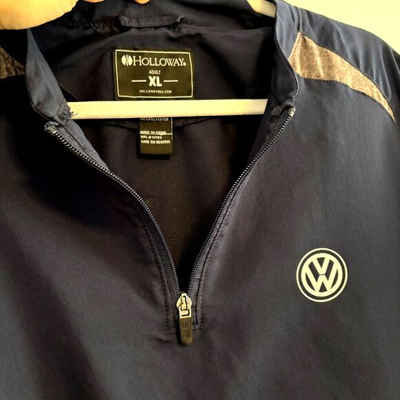 HOLLOWAY VW Volkswagon Men's XL light pullover1/4 zip windbreaker blue gray - Picture 5 of 6